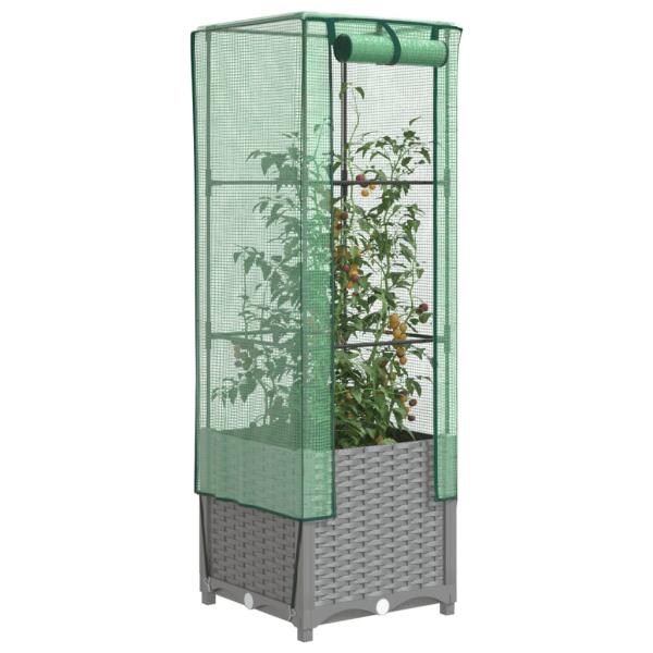 ARDEBO.de - Hochbeet mit Gewächshaus-Aufsatz Rattan-Optik 40x40x139 cm