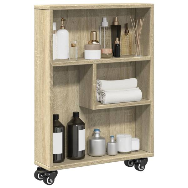 ARDEBO.de - Aufbewahrungswagen Schmal Sonoma-Eiche 48x13x68cm Holzwerkstoff
