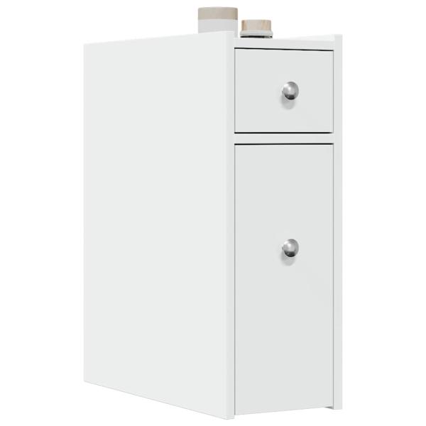 ARDEBO.de - Badschrank Schmal mit Rollen Weiß Holzwerkstoff