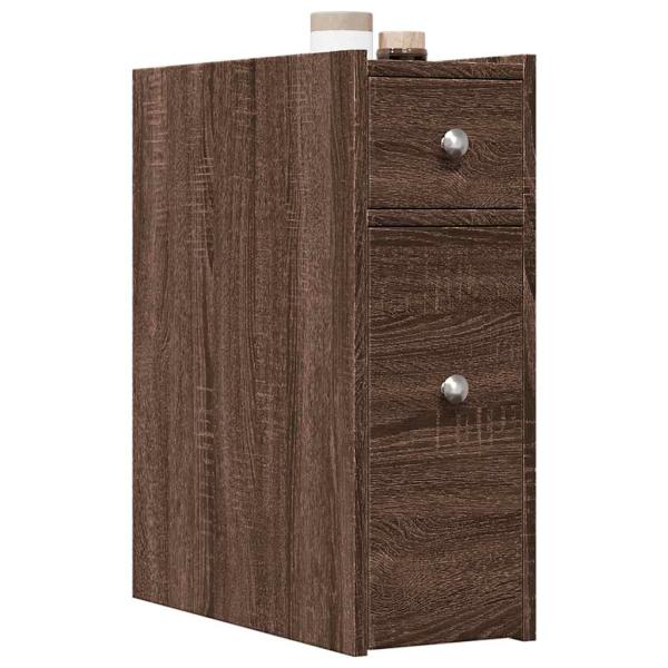 ARDEBO.de - Badschrank Schmal mit Rollen Eichen-Optik Holzwerkstoff