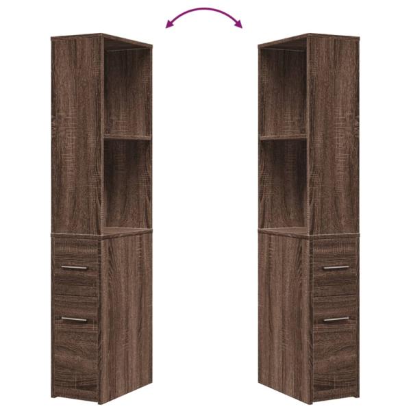 Badschrank Schmal mit Rollen Eichen-Optik Holzwerkstoff