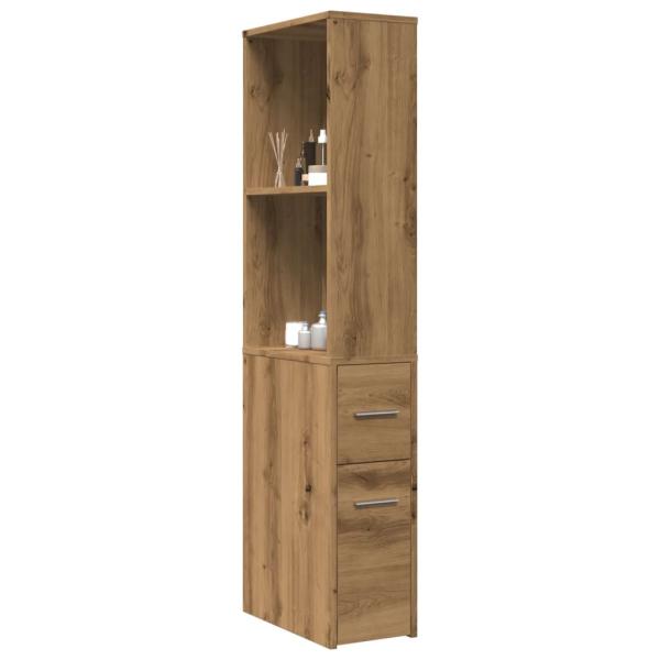 ARDEBO.de - Badschrank Schmal mit Rollen Artisan-Eiche Holzwerkstoff