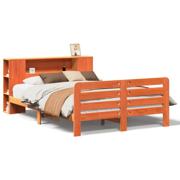Massivholzbett ohne Matratze Wachsbraun 150x200 cm Kiefernholz