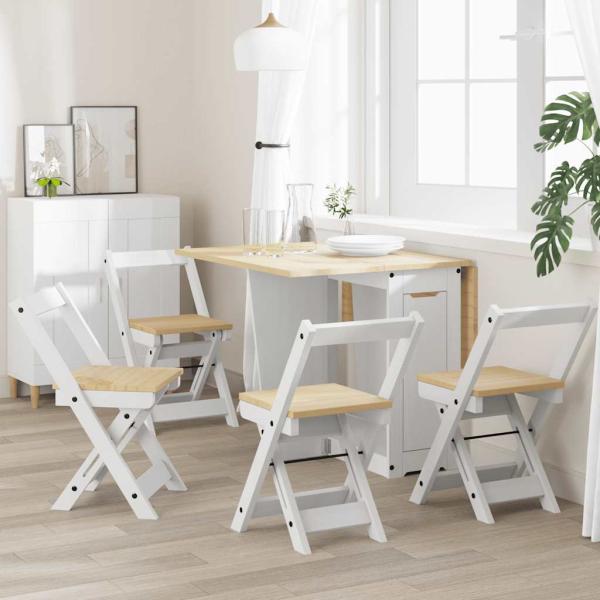 ARDEBO.de - Esszimmerstühle Klappbar 4 Stk. Corona Weiß Massivholz Kiefer