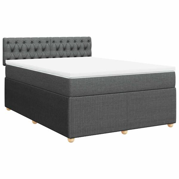 Boxspringbett mit Matratze Dunkelgrau 140x190 cm Stoff