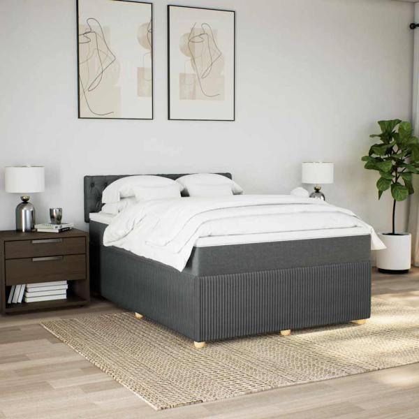 Boxspringbett mit Matratze Dunkelgrau 140x190 cm Stoff