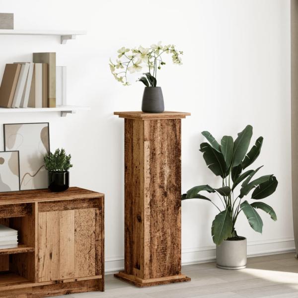 ARDEBO.de - Postament mit Stauraum Altholz-Optik 31x30x90 cm Holzwerkstoff