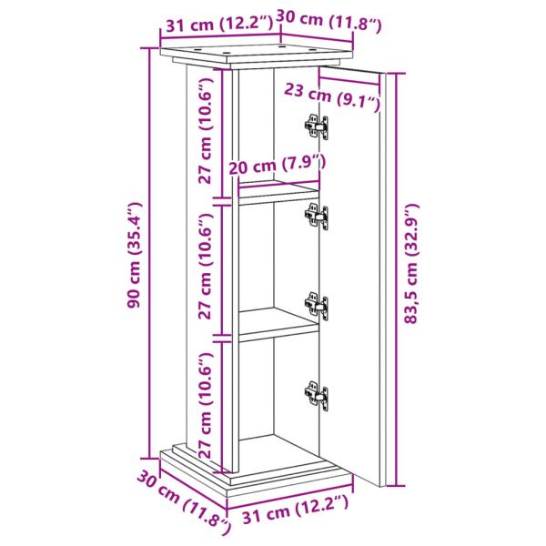 Postament mit Stauraum Altholz-Optik 31x30x90 cm Holzwerkstoff