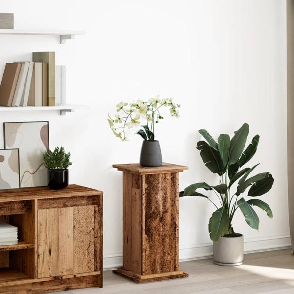 ARDEBO.de - Postament mit Stauraum Altholz-Optik 31x30x60 cm Holzwerkstoff