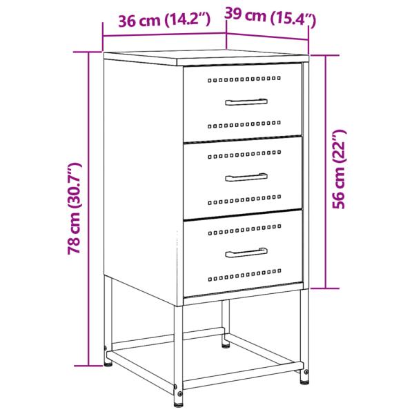 Nachttische 2 Stk. Rosa 36x39x78 cm Stahl