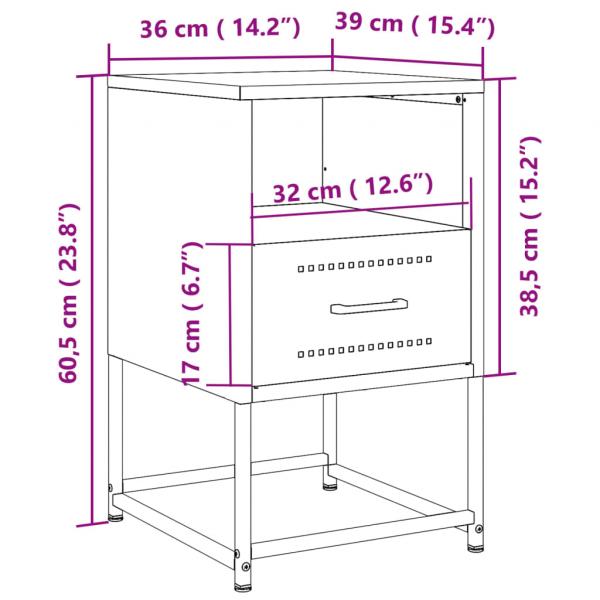 Nachttische 2 Stk. Rosa 36x39x60,5 cm Stahl