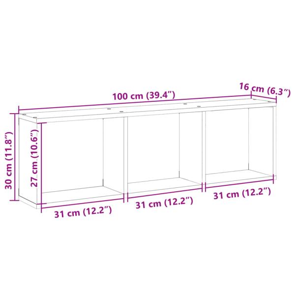 ARDEBO.de - Wandschrank 100x16x30 cm Eichen-Optik Holzwerkstoff