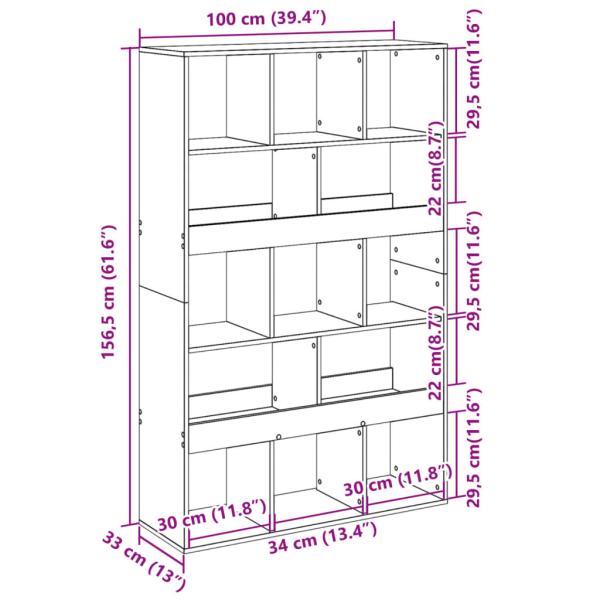 Bücherregal Weiß 100x33x156,5 cm Holzwerkstoff