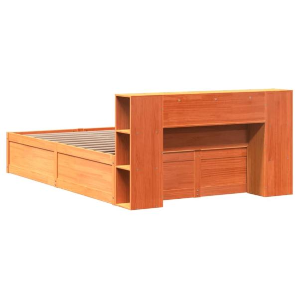 Massivholzbett ohne Matratze Wachsbraun 150x200 cm Kiefernholz