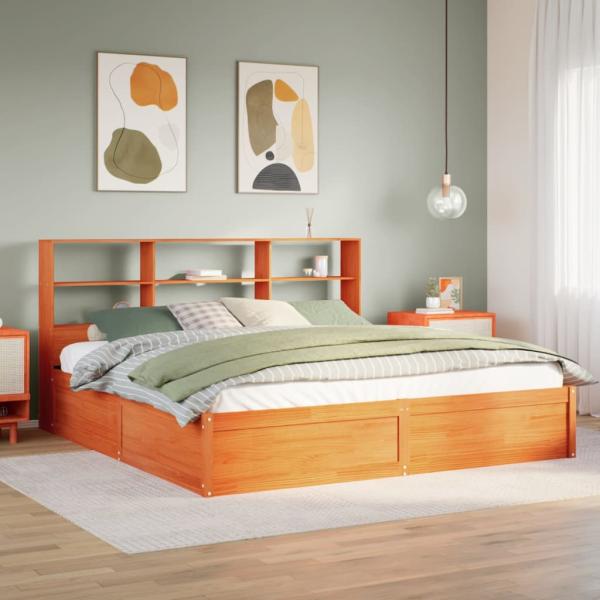 ARDEBO.de - Massivholzbett ohne Matratze Wachsbraun 180x200 Kiefernholz