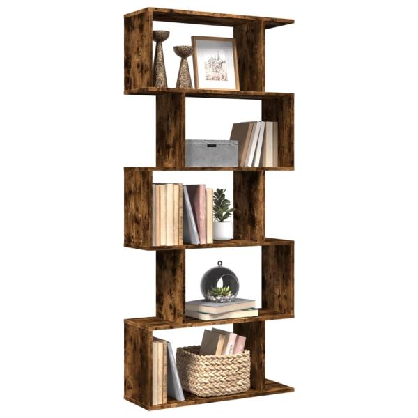 ARDEBO.de - Raumteiler-Bücherregal 5 Etagen Räuchereiche 70x24x161 cm