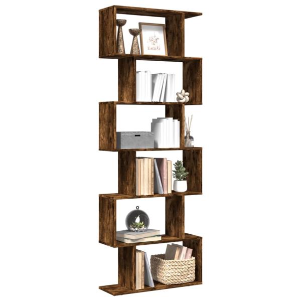 ARDEBO.de - Raumteiler-Bücherregal 6 Etagen Räuchereiche 70x24x193 cm