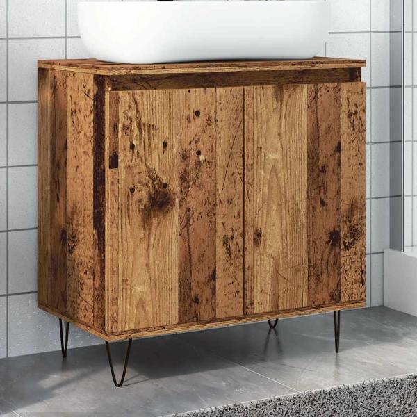 ARDEBO.de - Badschrank Altholz-Optik 58x33x60 cm Holzwerkstoff