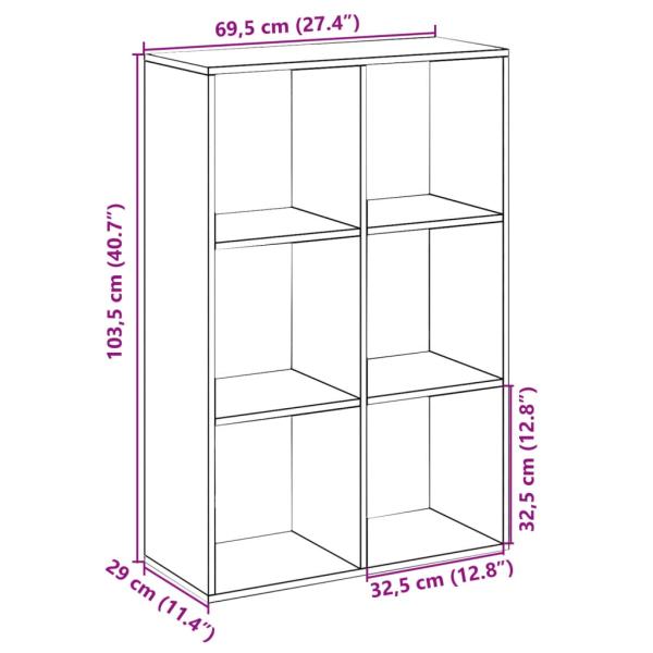 Raumteiler-Bücherregal Betongrau 69,5x29x103,5 cm Holzwerkstoff