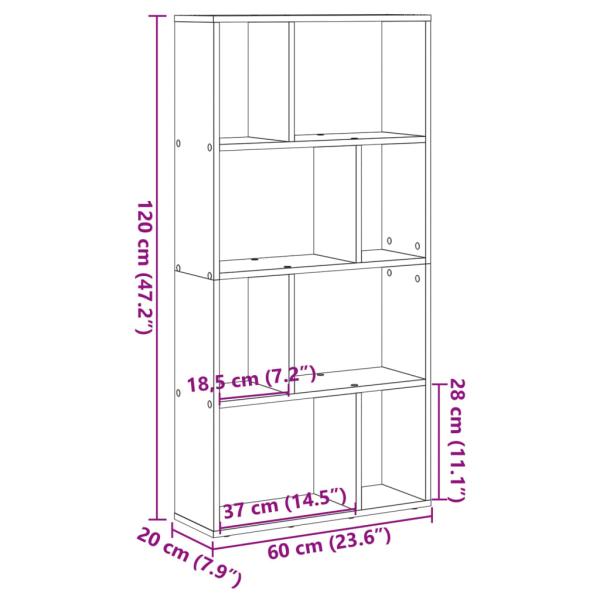 Bücherregal Grau Sonoma 60x20x120 cm Holzwerkstoff