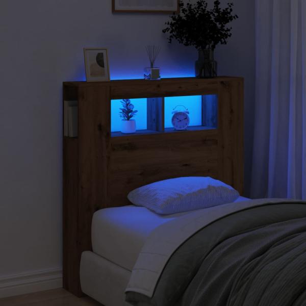 ARDEBO.de - LED-Kopfteil Artisan-Eiche 100x18,5x103,5 cm Holzwerkstoff