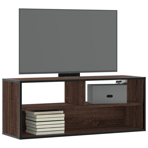 ARDEBO.de - TV-Schrank Braun Eiche 100x31x39,5 cm Holzwerkstoff und Metall