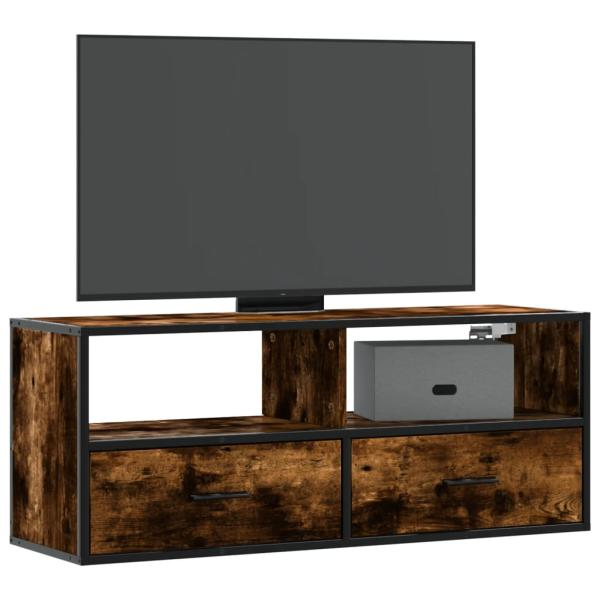 ARDEBO.de - TV-Schrank Räuchereiche 100x31x39,5 cm Holzwerkstoff und Metall