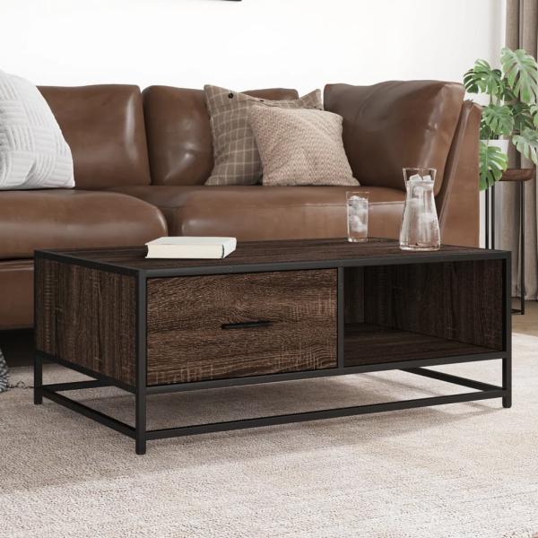 ARDEBO.de - Couchtisch Braun Eichen-Optik 90x57x35 cm Holzwerkstoff Metall