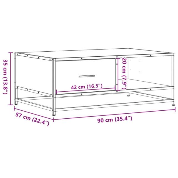 Couchtisch Braun Eichen-Optik 90x57x35 cm Holzwerkstoff Metall