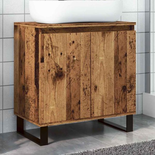 ARDEBO.de - Badschrank Altholz-Optik 58x33x60 cm Holzwerkstoff