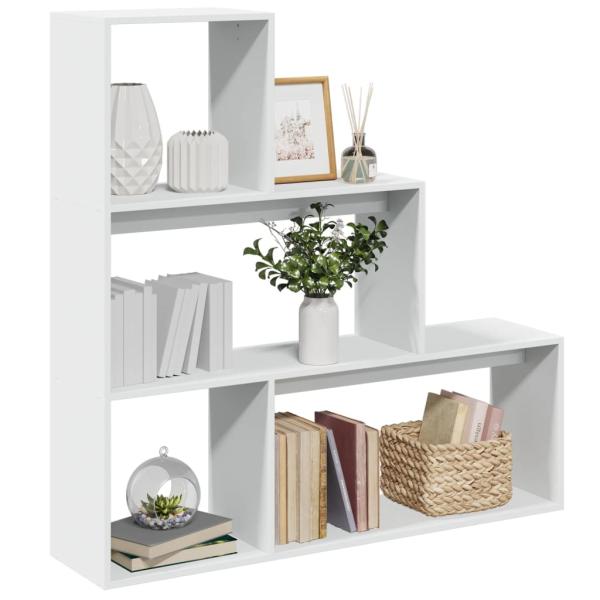 ARDEBO.de - Raumteiler-Bücherregal 3 Stufen Weiß 123x29x123cm Holzwerkstoff