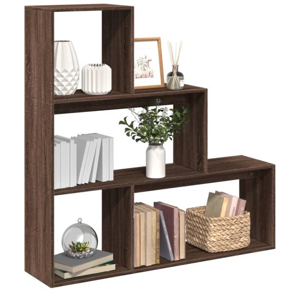 ARDEBO.de - Raumteiler-Bücherregal 3 Stufen Braun Eichen-Optik 123x29x123cm