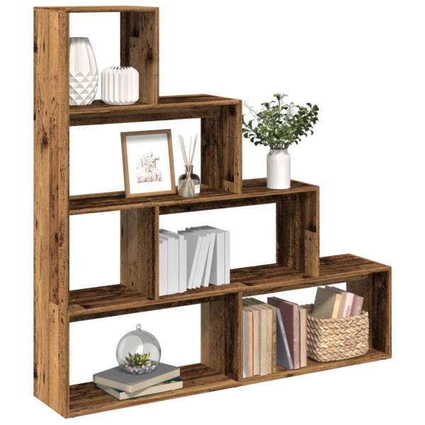 ARDEBO.de - Raumteiler-Bücherregal 4 Stufen Altholz-Optik 143,5x29x143,5 cm