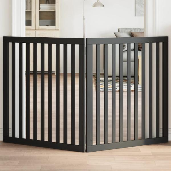ARDEBO.de - 2-tlg. Hundetor Faltbar Schwarz 160 cm Pappelholz
