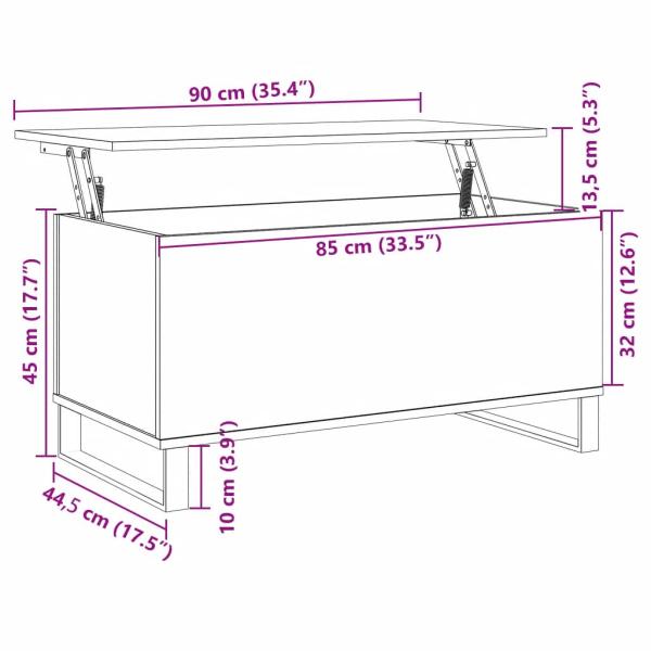 Couchtisch Altholz-Optik 90x44,5x45 cm Holzwerkstoff