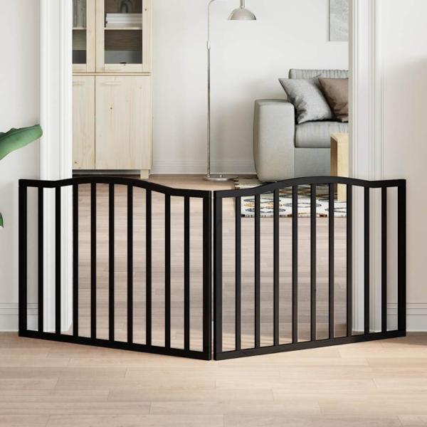 ARDEBO.de - 2-tlg. Hundetor Faltbar Schwarz 160 cm Pappelholz