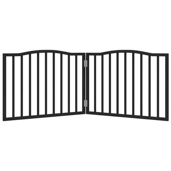 2-tlg. Hundetor Faltbar Schwarz 160 cm Pappelholz