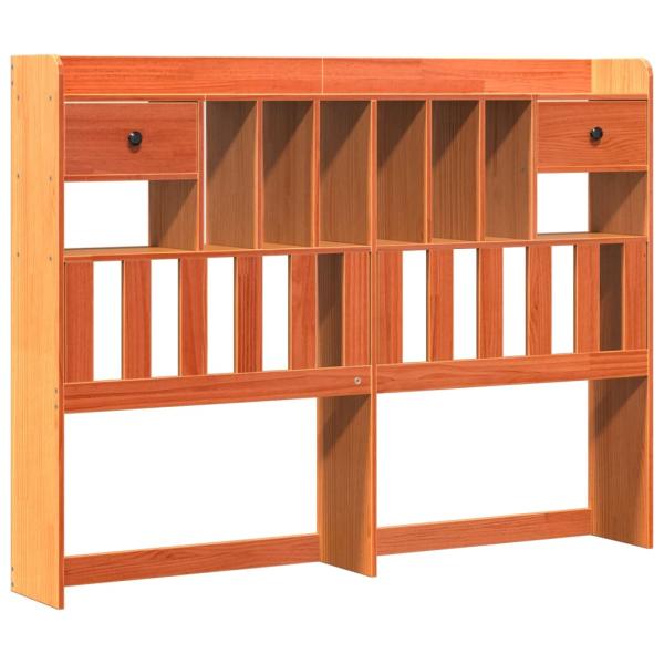 Massivholzbett mit Regal ohne Matratze Wachsbraun 160x200 cm