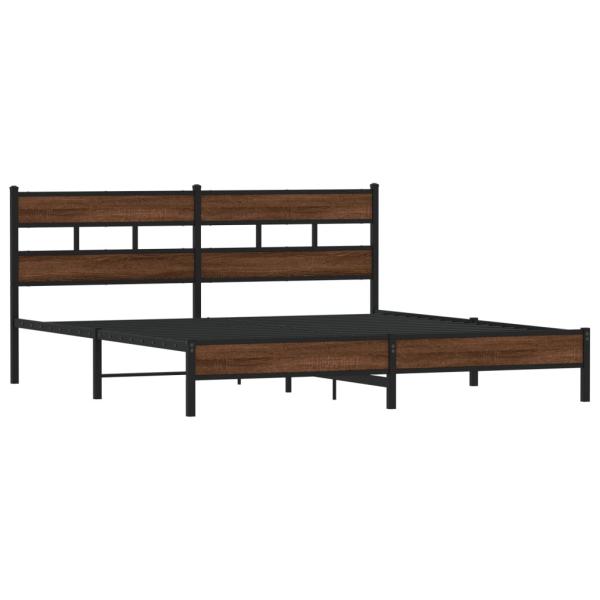 ARDEBO.de - Metallbett ohne Matratze Braun Eichen-Optik 183x213 cm