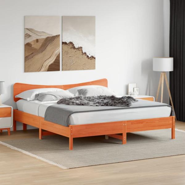 ARDEBO.de - Massivholzbett ohne Matratze Wachsbraun 180x200 Kiefernholz