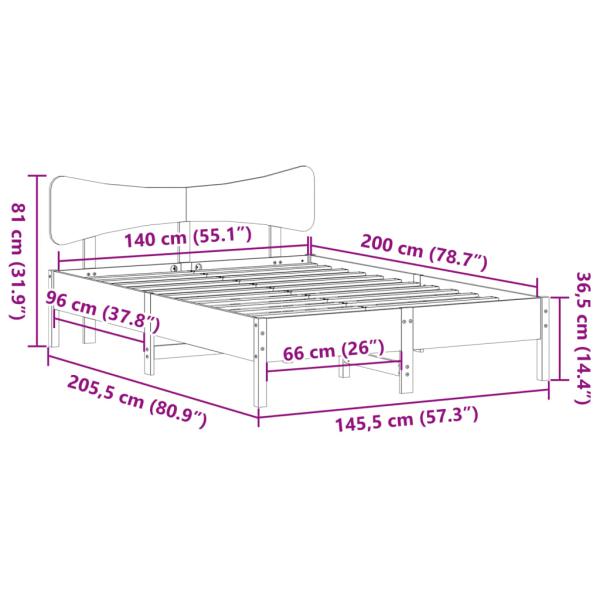 Massivholzbett ohne Matratze Weiß 140x200 cm Kiefernholz