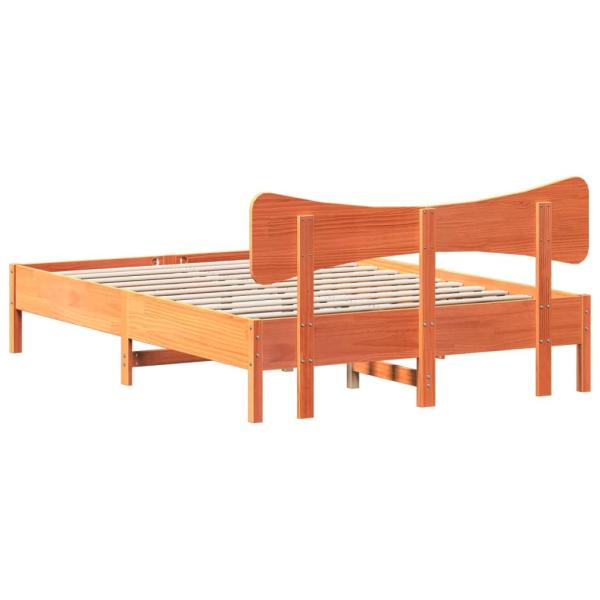 Massivholzbett ohne Matratze Wachsbraun 120x190 cm Kiefernholz