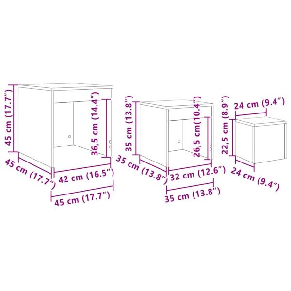 Satztische 3 Stk. Artisan-Eiche Holzwerkstoff