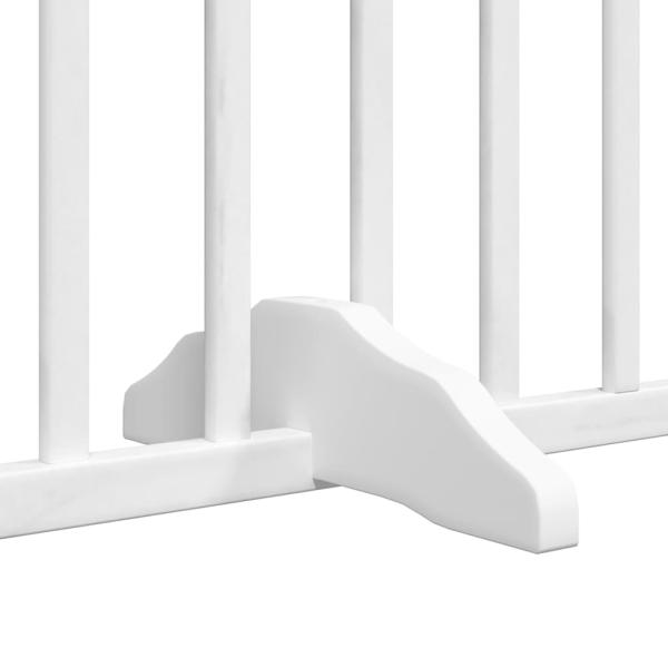 8-tlg. Hundetor mit Tür Faltbar Weiß 640 cm Pappelholz