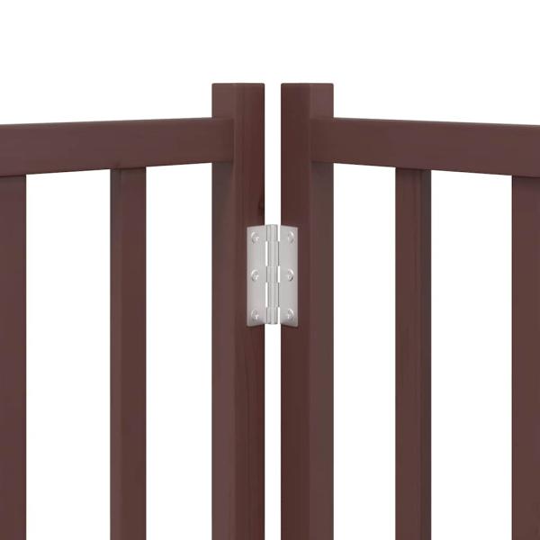 6-tlg. Hundetor mit Tür Faltbar Braun 480 cm Pappelholz