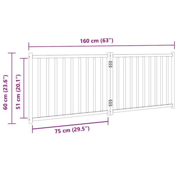 2-tlg. Hundetor Faltbar 160 cm Massivholz Tanne