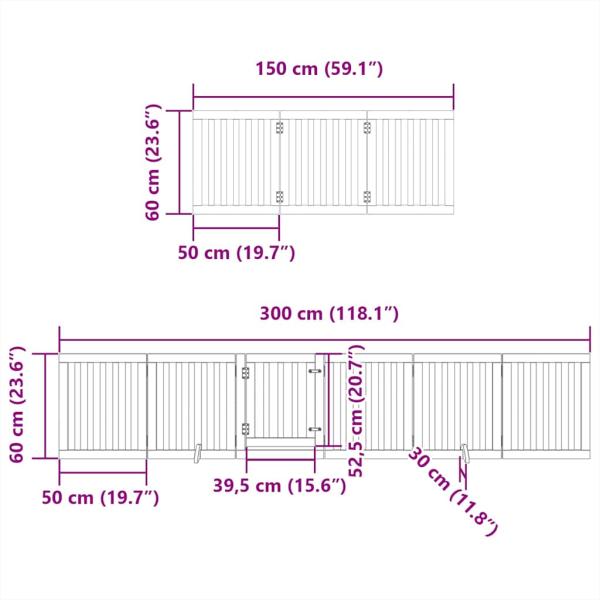 9-tlg. Hundetor mit Tür Faltbar Schwarz 450 cm Pappelholz