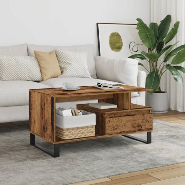 ARDEBO.de - Couchtisch Altholz-Optik 90x49x45 cm Holzwerkstoff