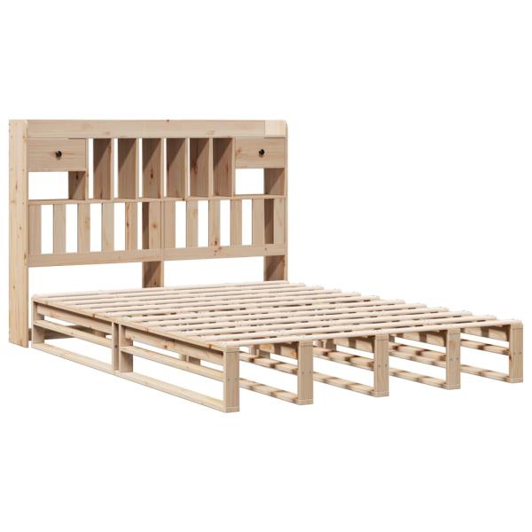ARDEBO.de - Massivholzbett mit Regal ohne Matratze 140x190 cm Kiefernholz