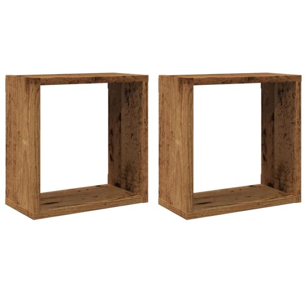 ARDEBO.de - Würfel-Wandregale 2 Stk. Altholz-Optik 30x15x30 Holzwerkstoff